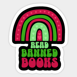 Read Banned Books LGBTQ Pride Christmas Boho Rainbow Sticker